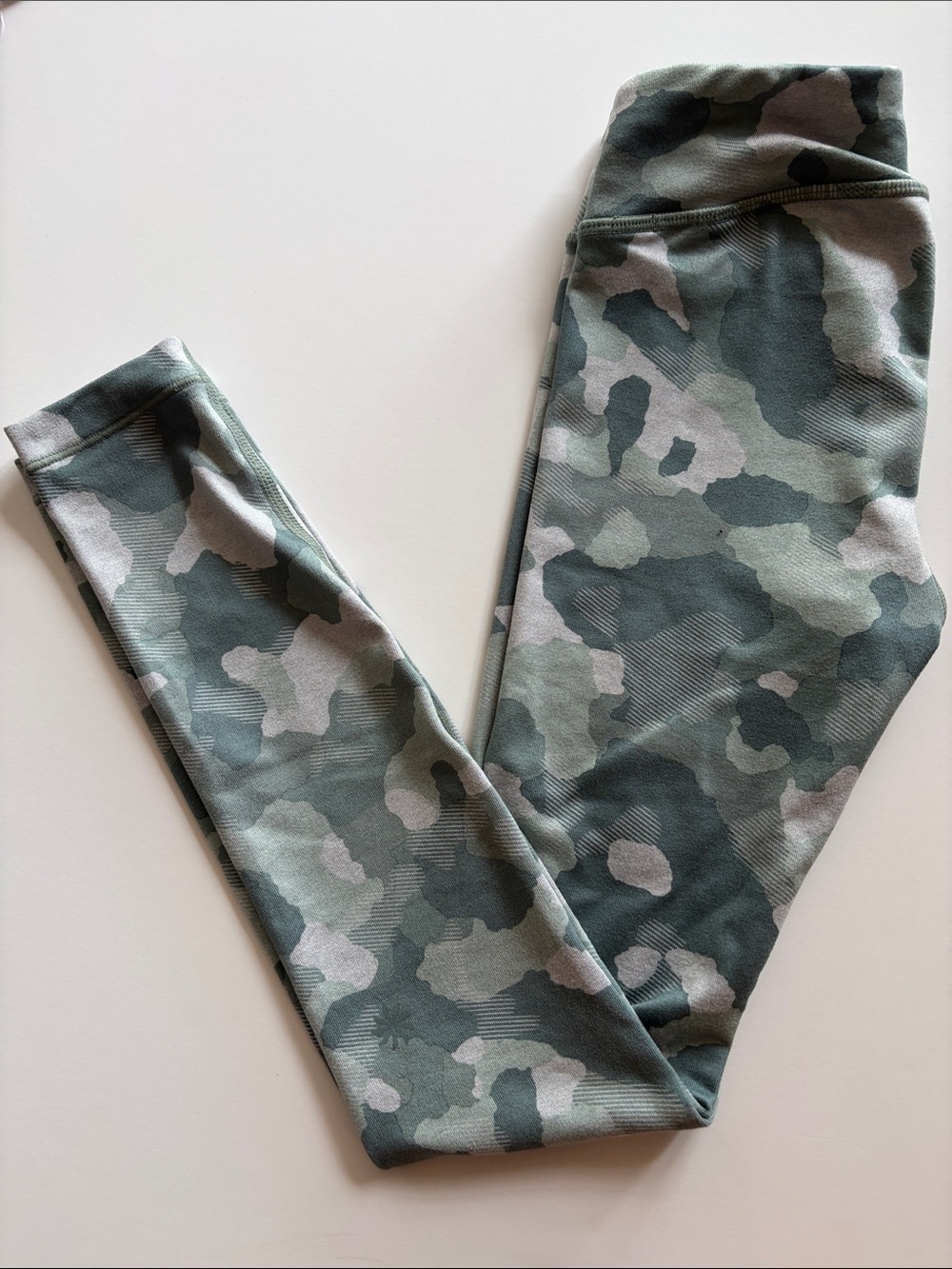 Athleta Girls Camouflage Leggings in Green and Gray